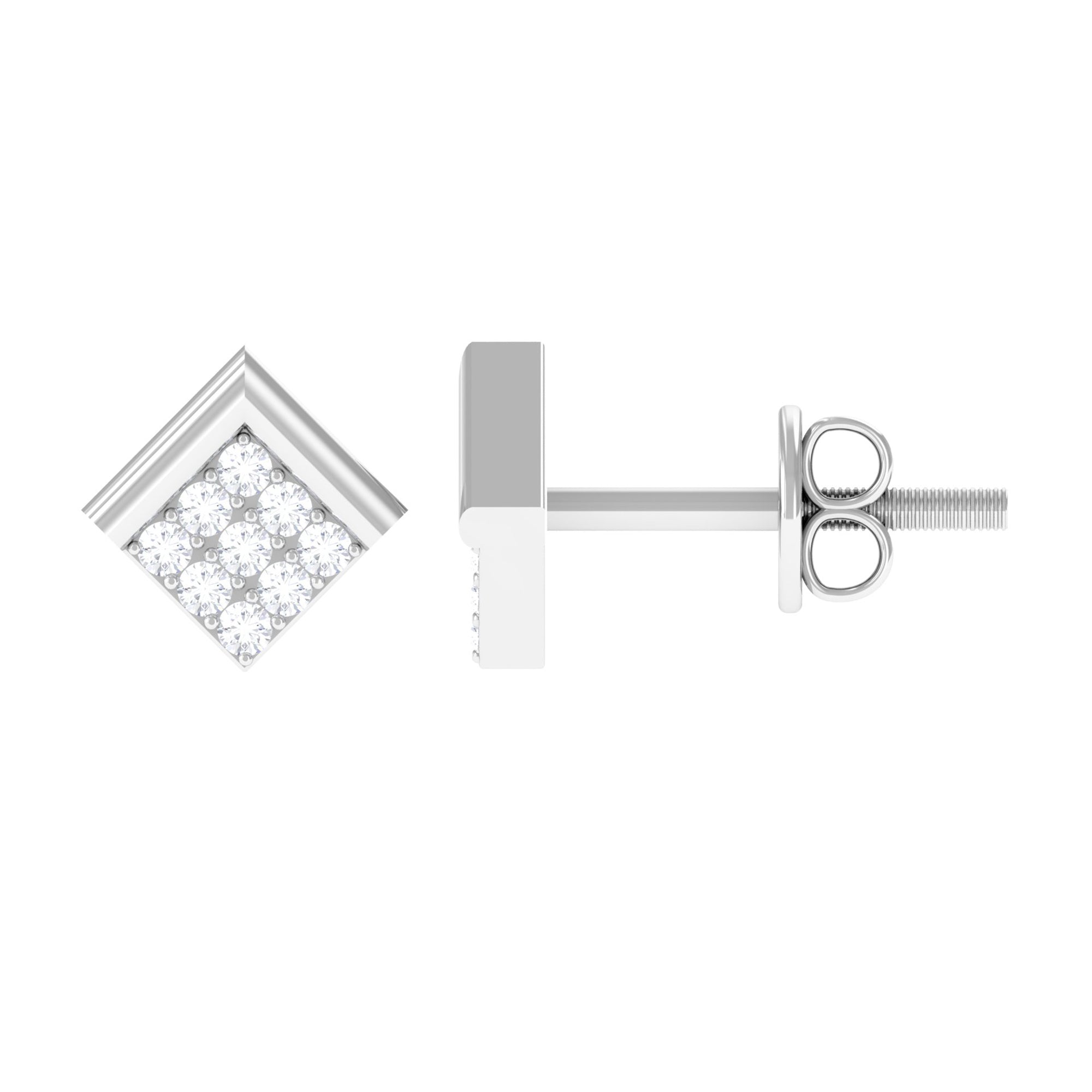 Natural Diamond Geometric Earrings with Screw Back