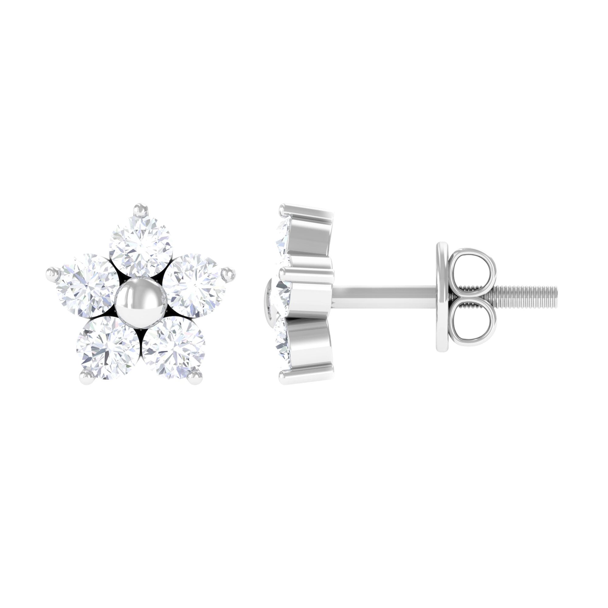 Certified Diamond Flower Stud Earrings in Prong Setting