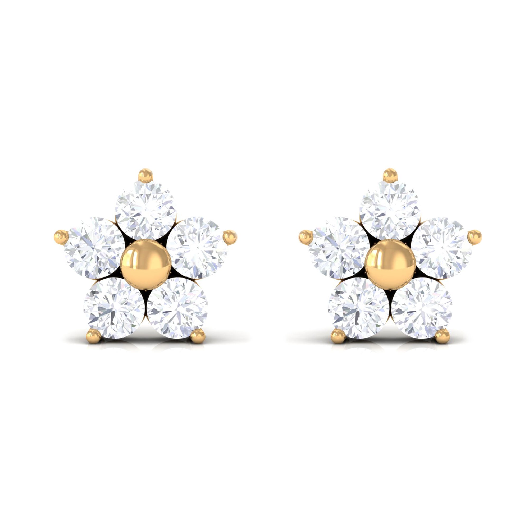 Certified Diamond Flower Stud Earrings in Prong Setting