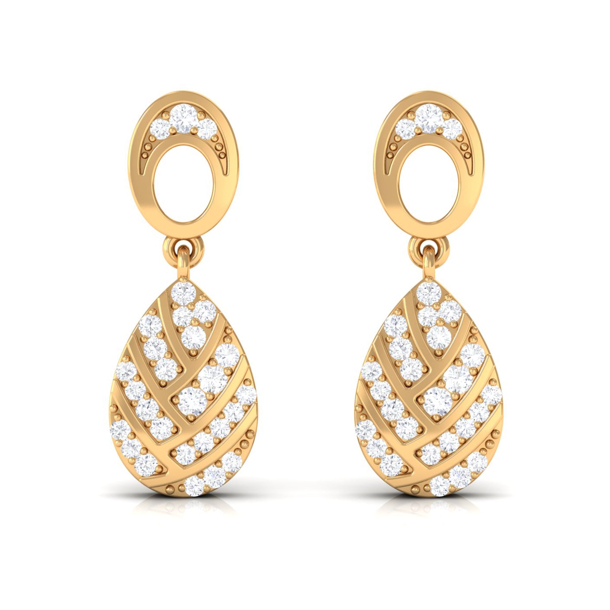 Certified Real Diamond Teardrop Earrings with Screw Back