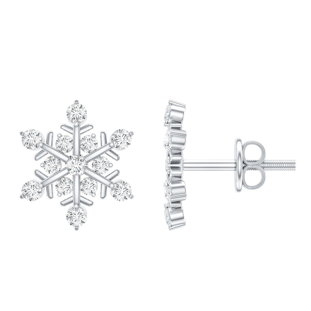 Certified Diamond Snowflake Stud Earrings with Screw Back