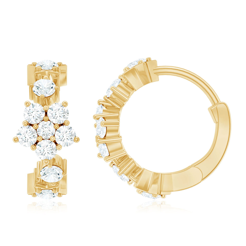Certified Diamond Flower Hoop Earrings For Women