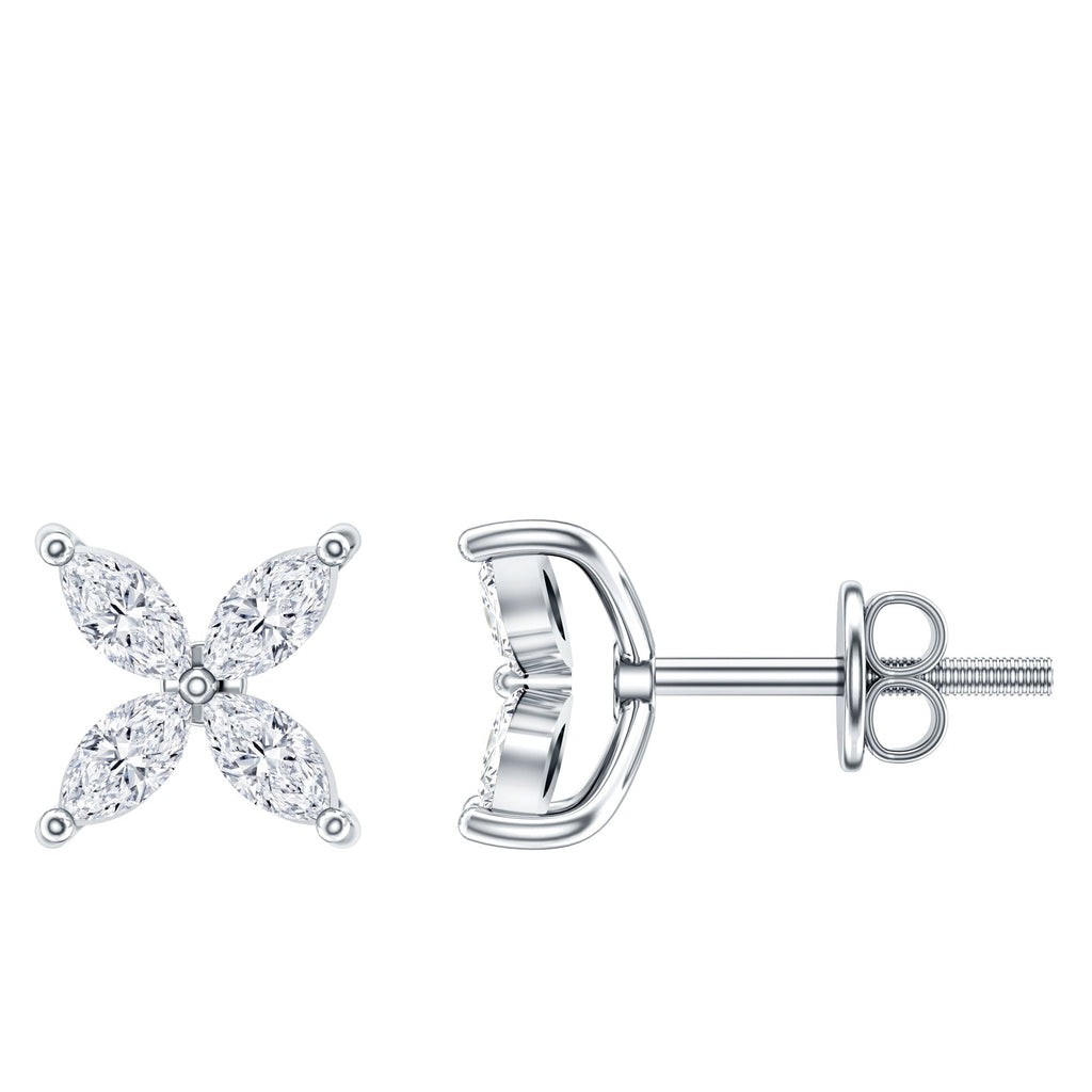 Marquise Shape Moissanite Flower Stud Earrings