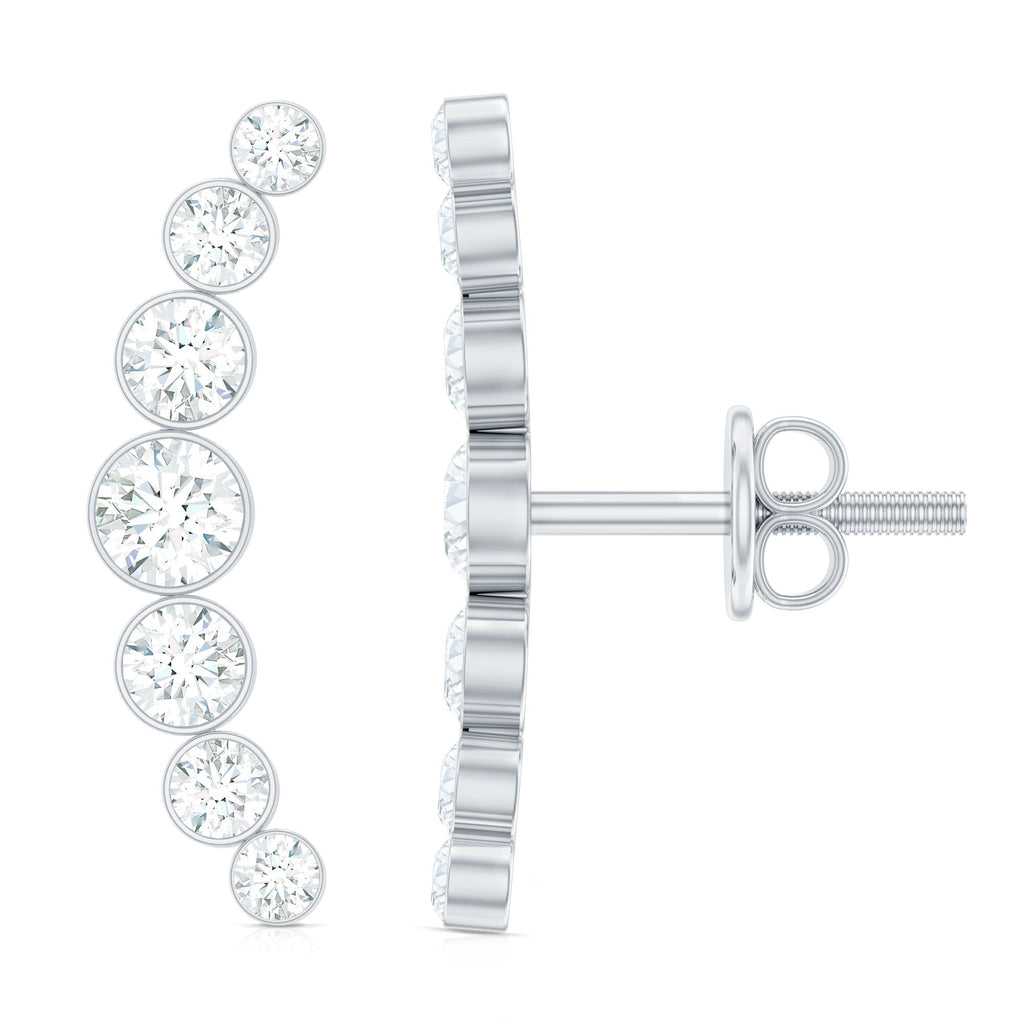 Natural Diamond Climber Earrings with Screw Back