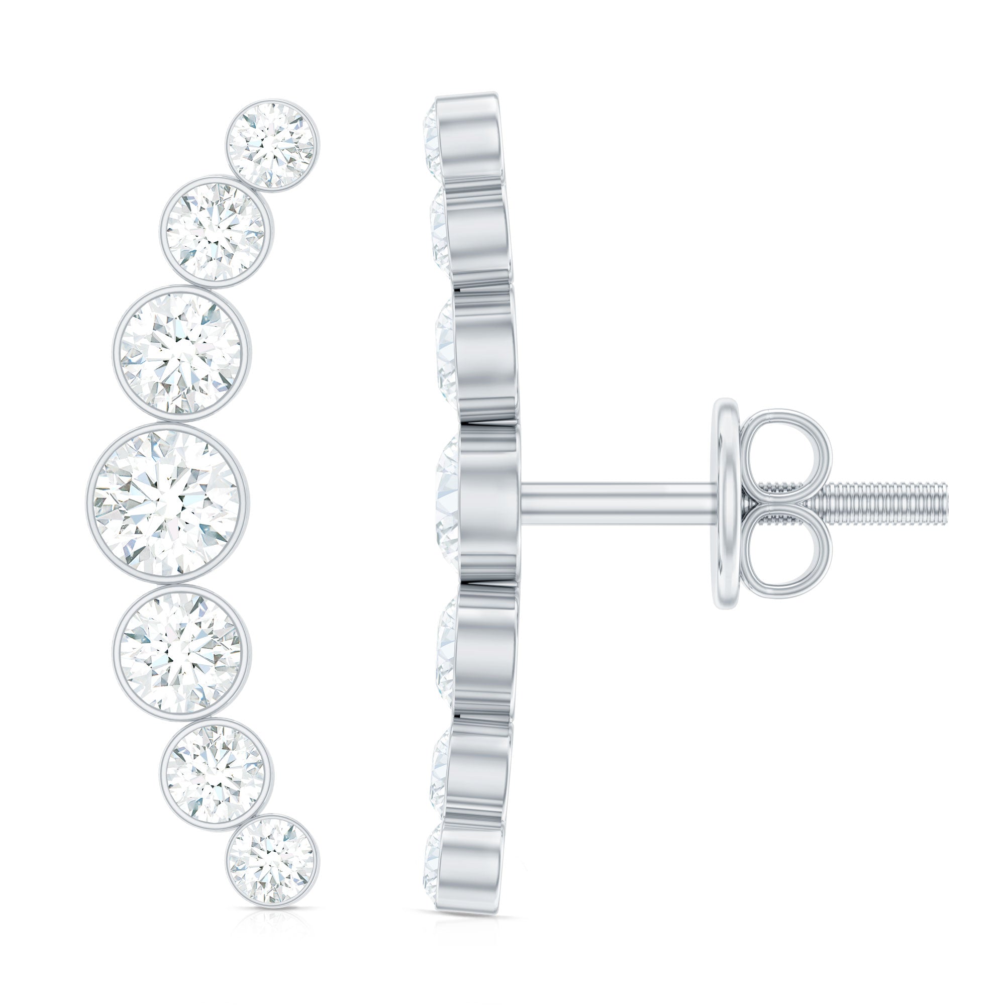 Natural Diamond Climber Earrings with Screw Back