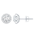 Certified 1 Carat Round Moissanite Classic Stud Earrings in Silver