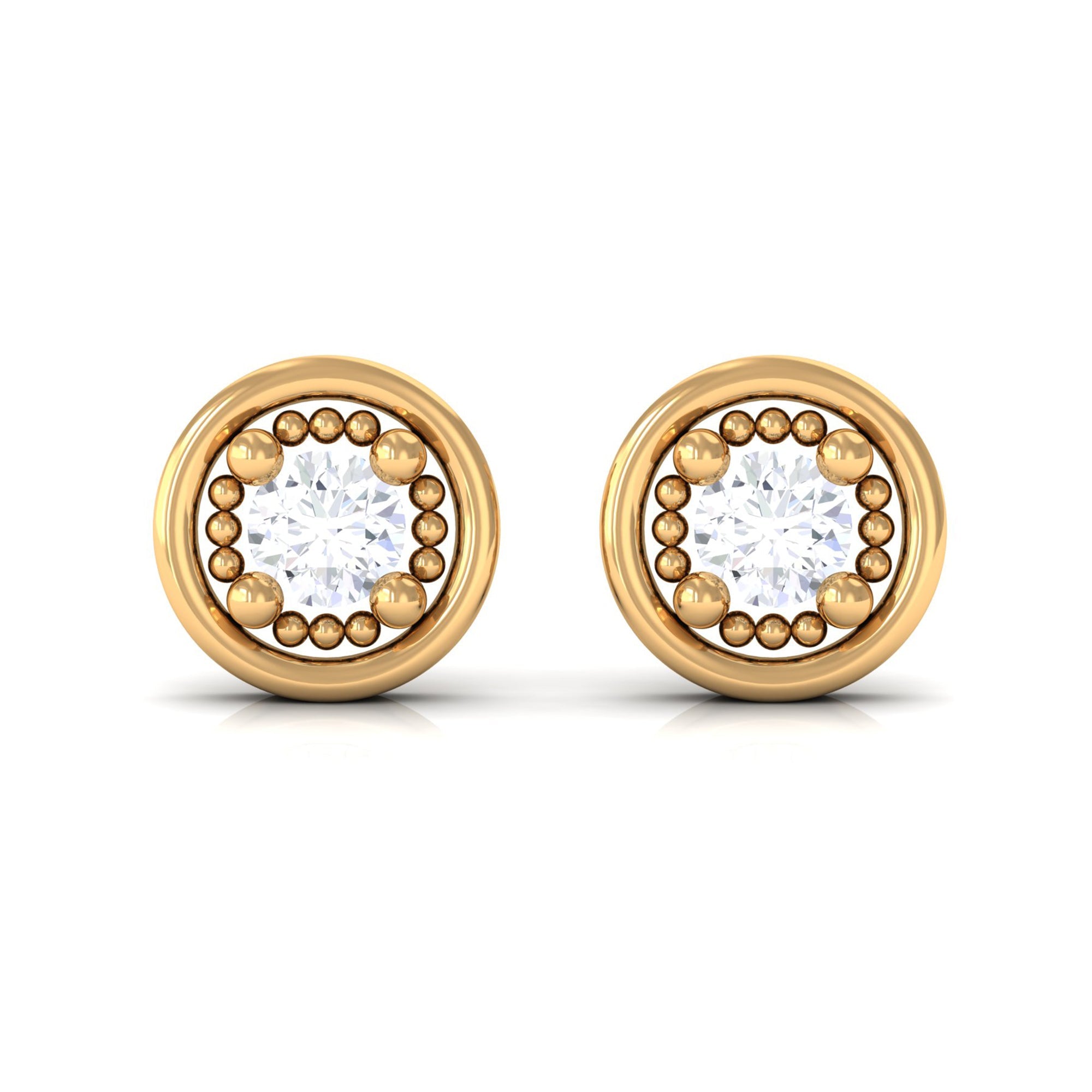 Genuine Diamond Vintage Stud Earrings with Screw Back