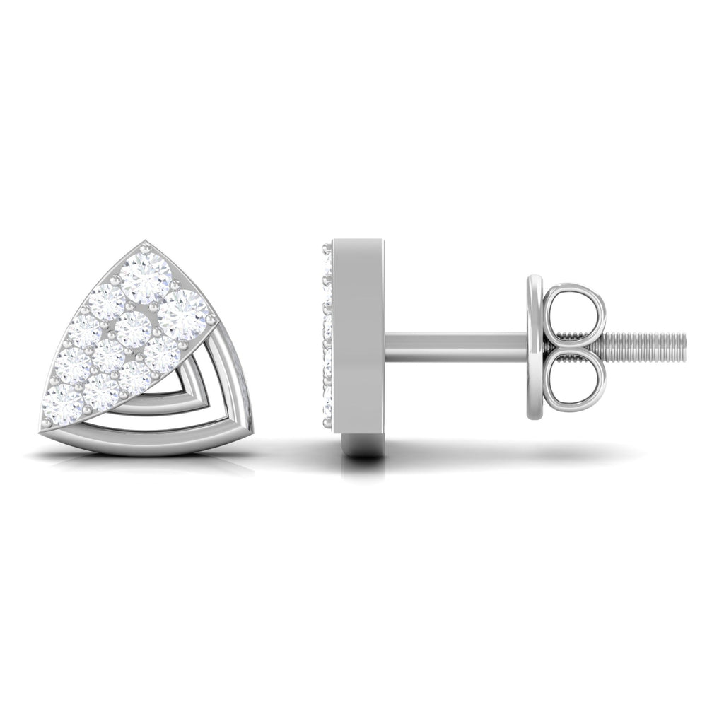 Genuine Diamond Geometric Stud Earrings with Screw Back