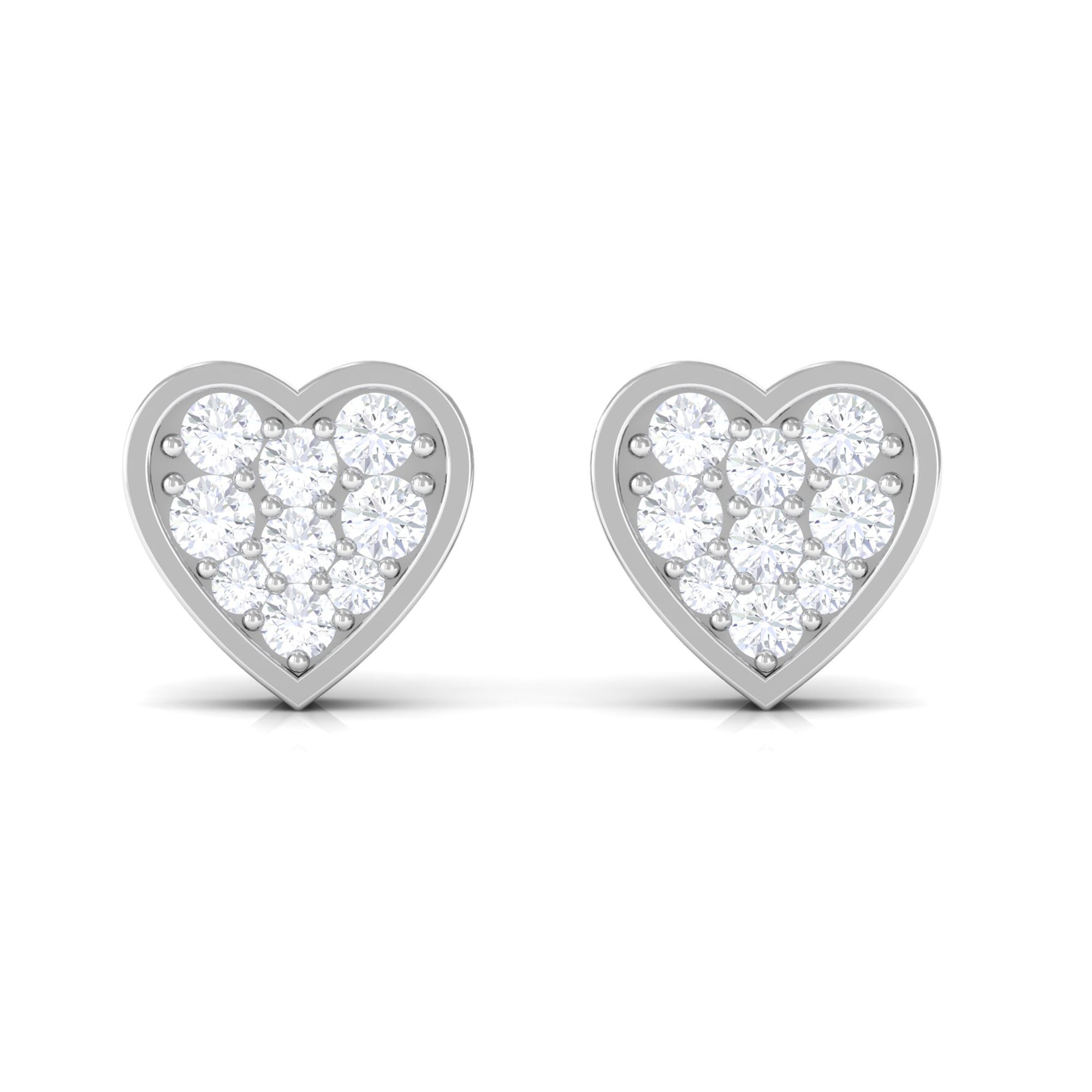 Natural Diamond Heart Shape Stud Earrings with Certificate