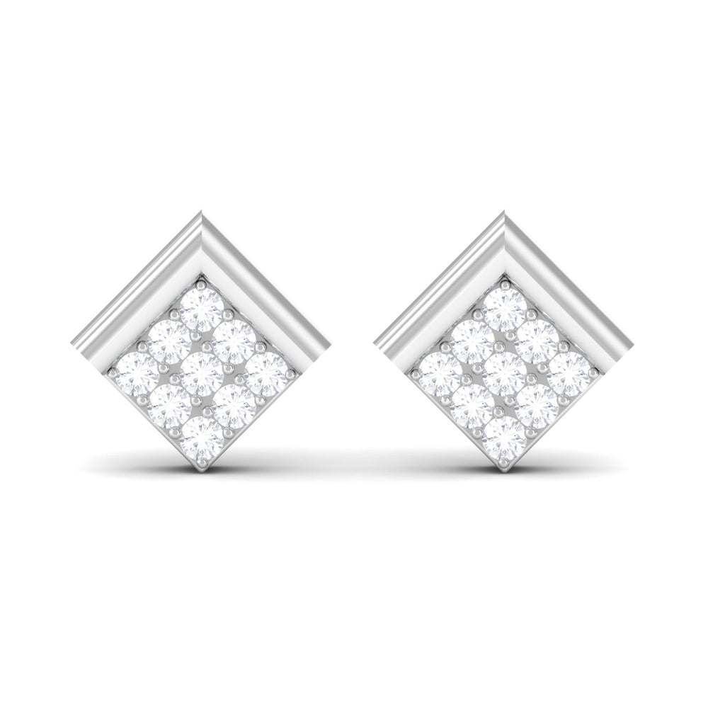 Natural Diamond Geometric Earrings with Screw Back