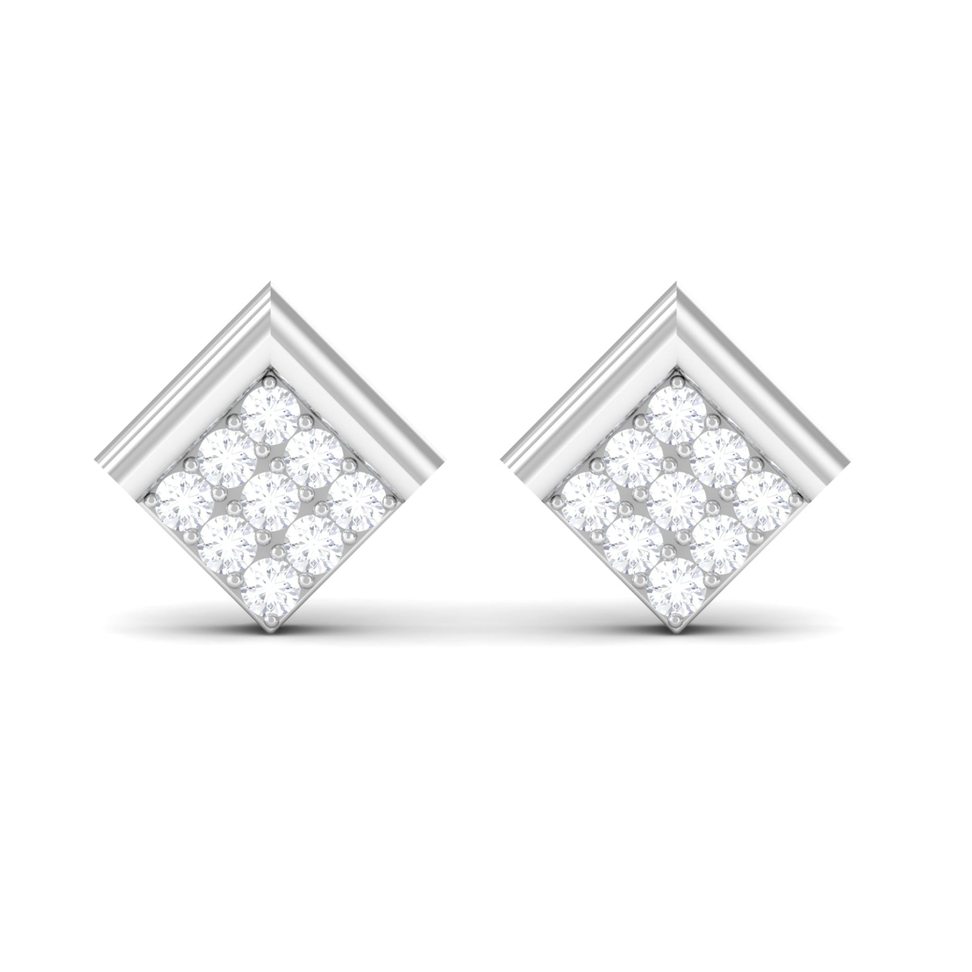 Natural Diamond Geometric Earrings with Screw Back