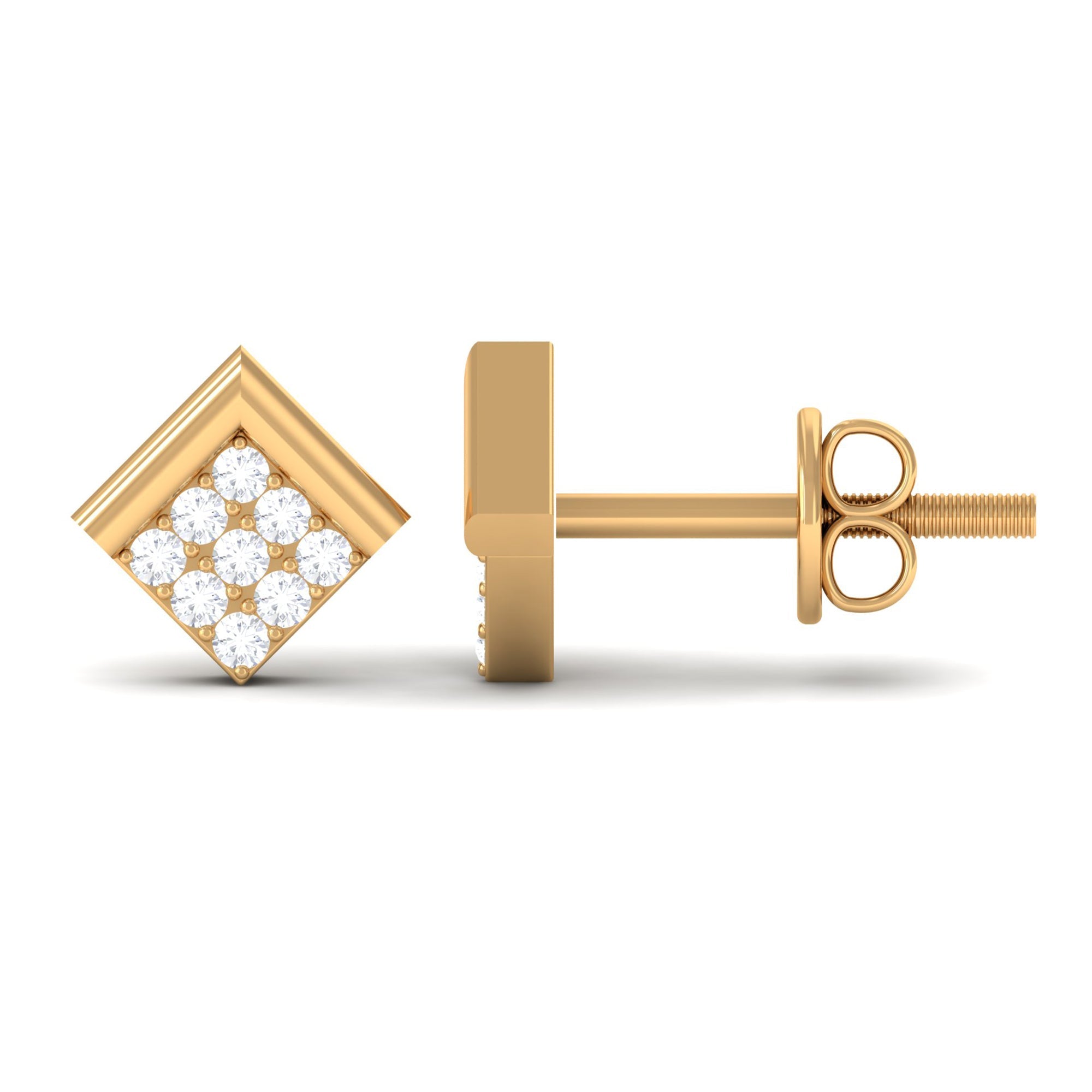 Natural Diamond Geometric Earrings with Screw Back