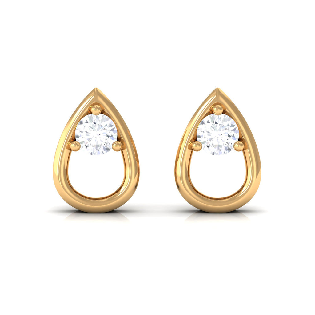 Round Diamond Teardrop Stud Earrings