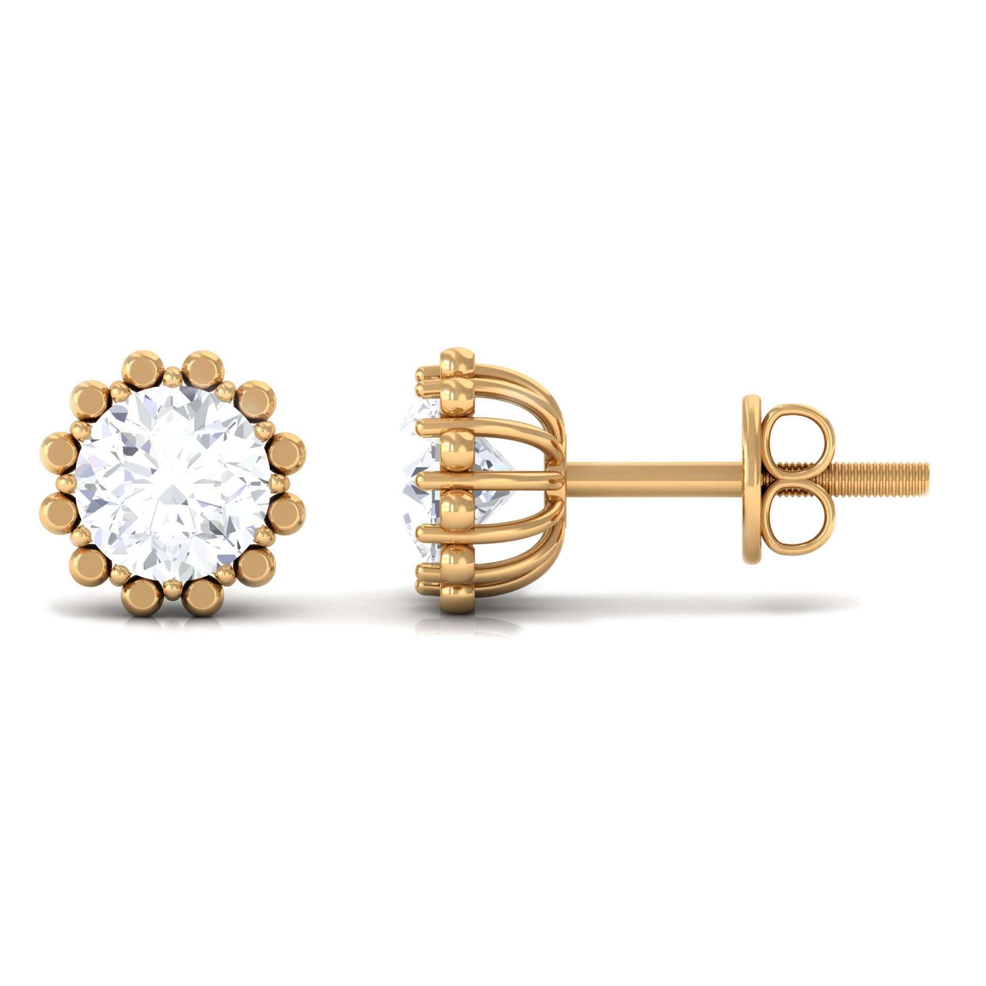 Certified Natural Diamond Studs with Screw Back
