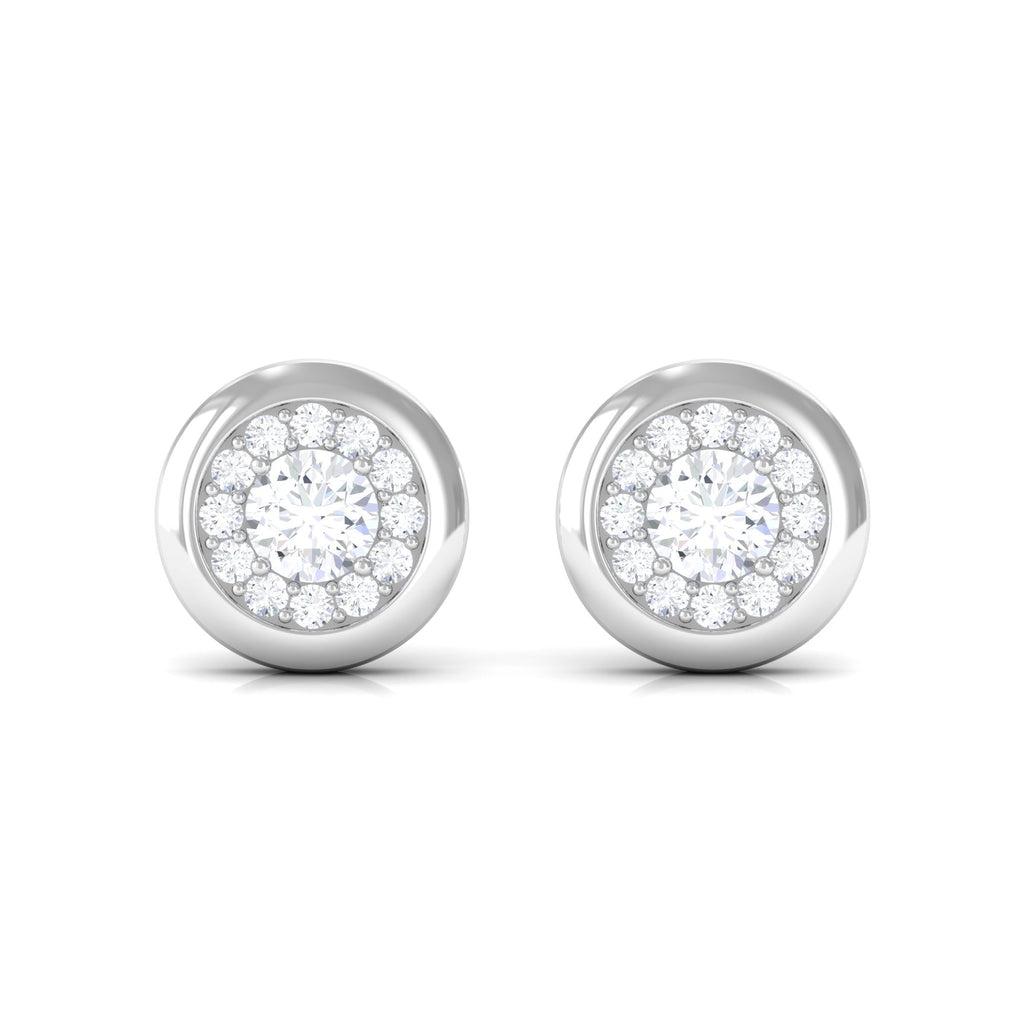 Certified Real Diamond Cluster Stud Earrings with Screw Back
