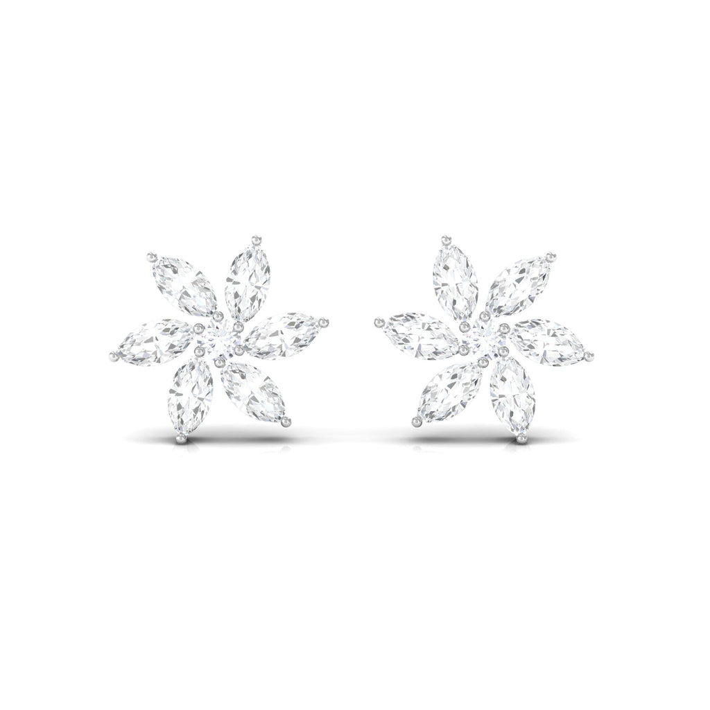 Natural Diamond Flower Earrings for Everyday