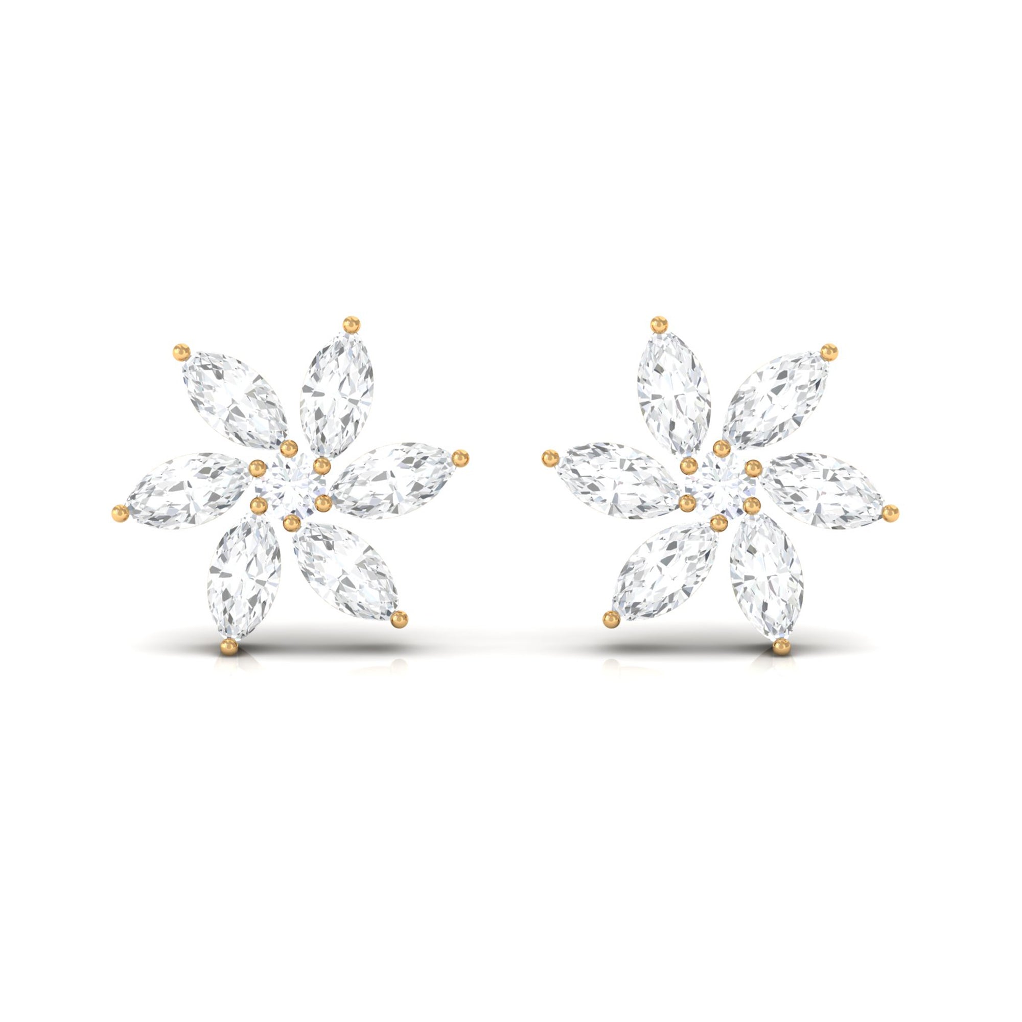Natural Diamond Flower Earrings for Everyday