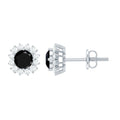 0.44 Carat Black Onyx and Diamond Halo Stud Earrings