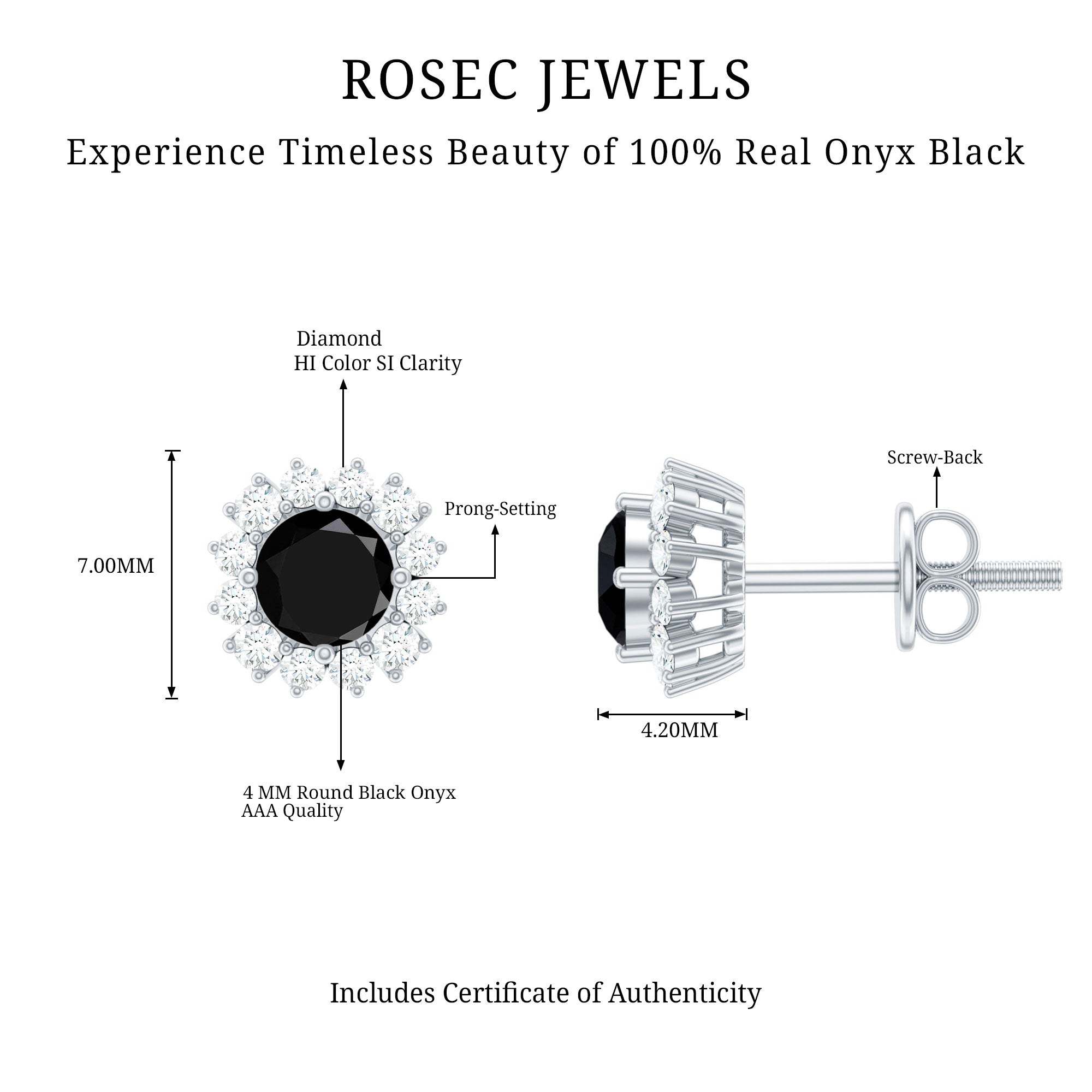 0.44 Carat Black Onyx and Diamond Halo Stud Earrings