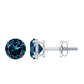 Real London Blue Topaz Solitaire Stud Earrings in Silver