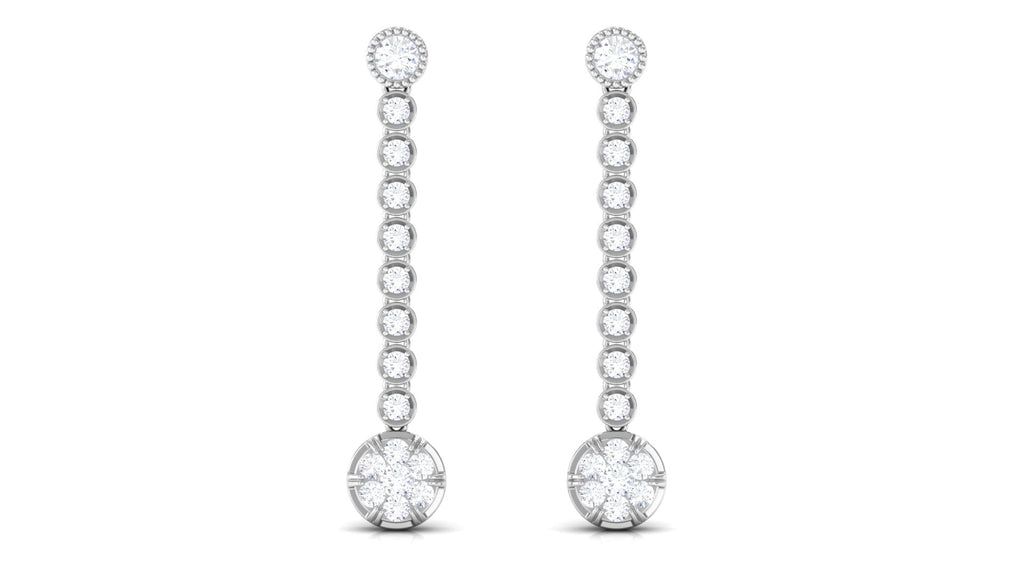 1 Carat Round Moissanite Dangle Chain Earrings