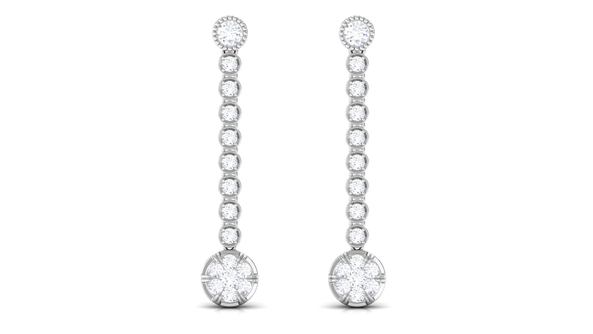 1 Carat Round Moissanite Dangle Chain Earrings