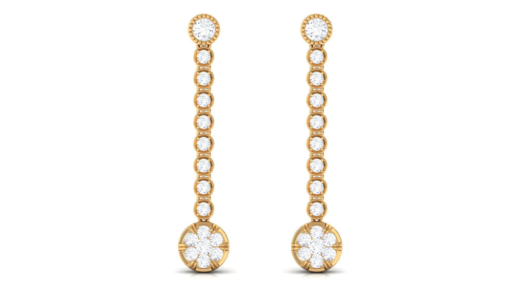 1 Carat Round Moissanite Dangle Chain Earrings