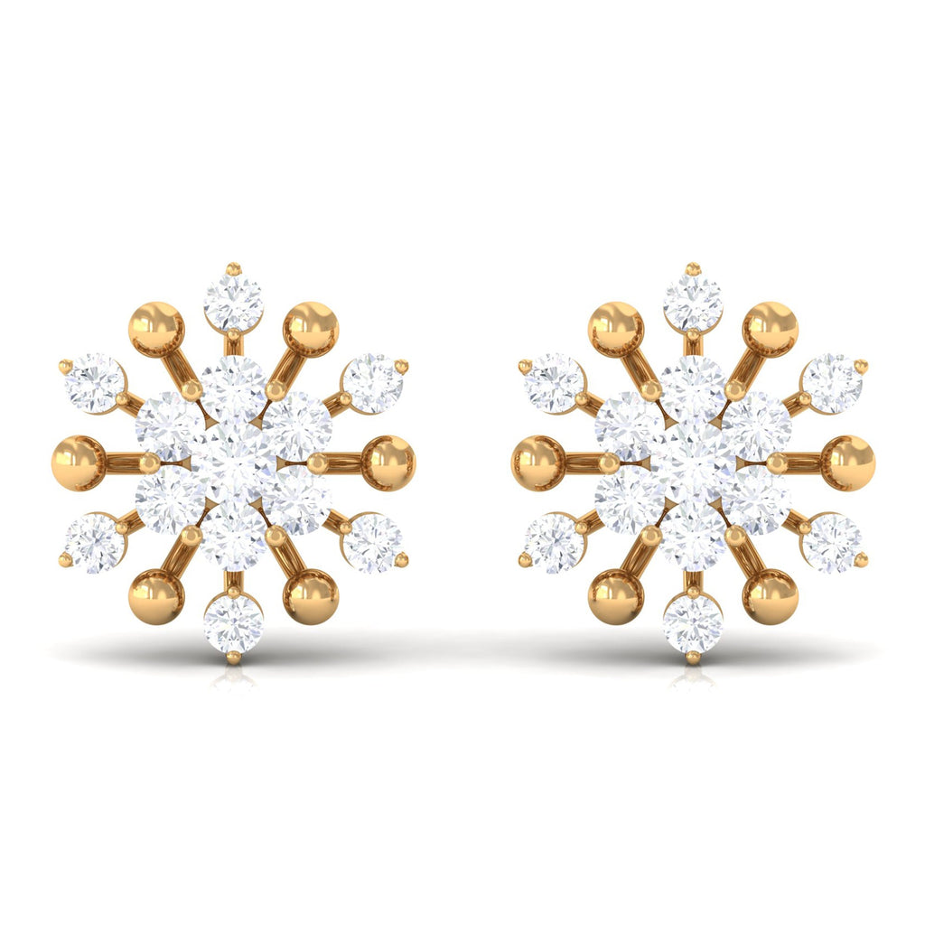 3/4 CT Moissanite Floral Cluster Stud Earrings