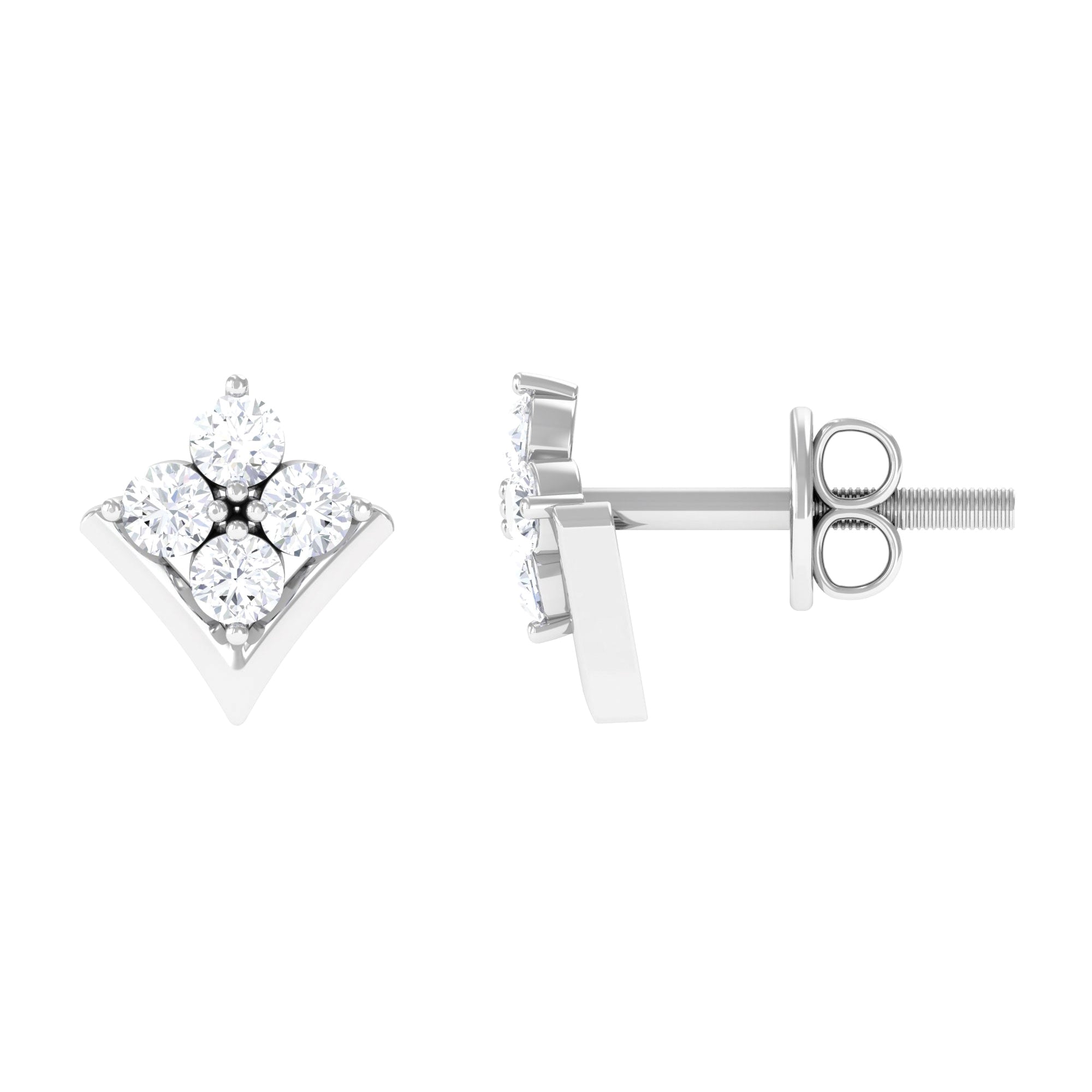 Certified Moissanite Flower Stud Earrings for Her