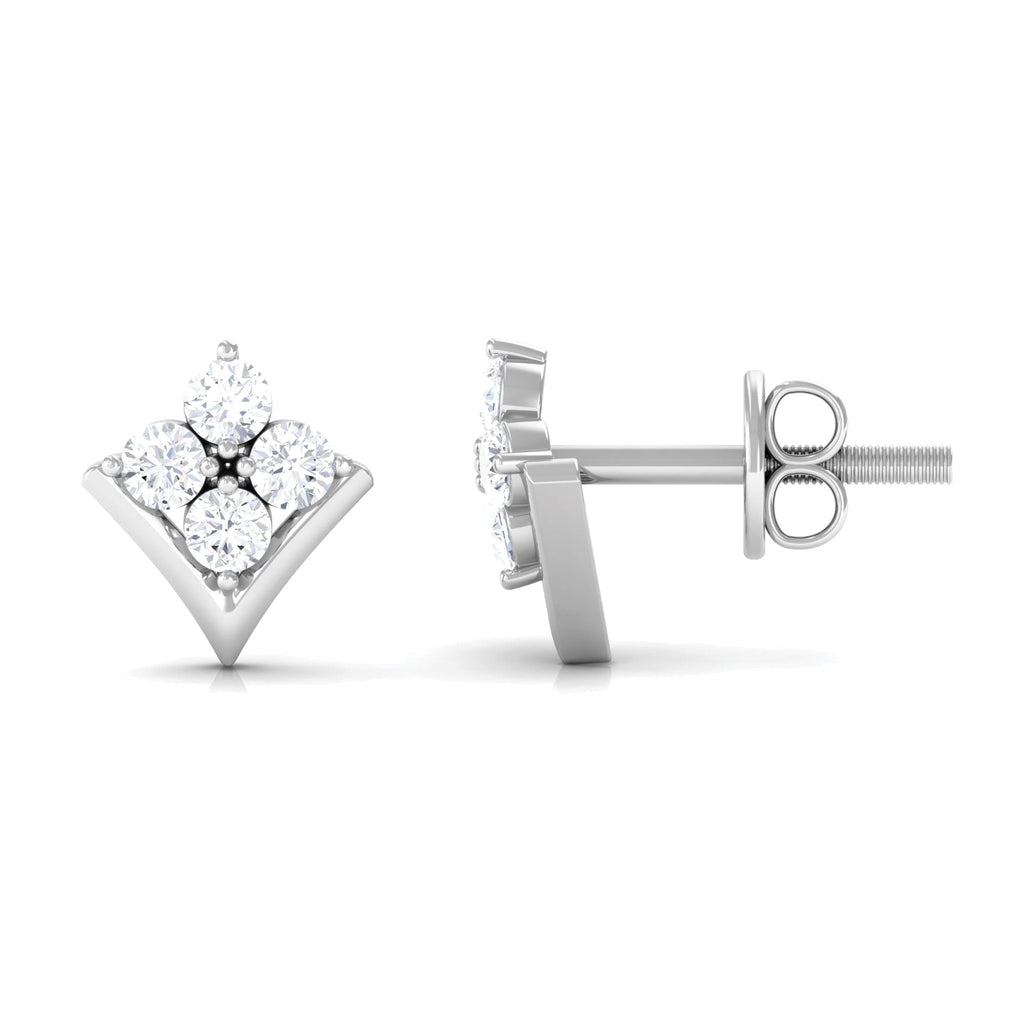 Certified Moissanite Flower Stud Earrings for Her