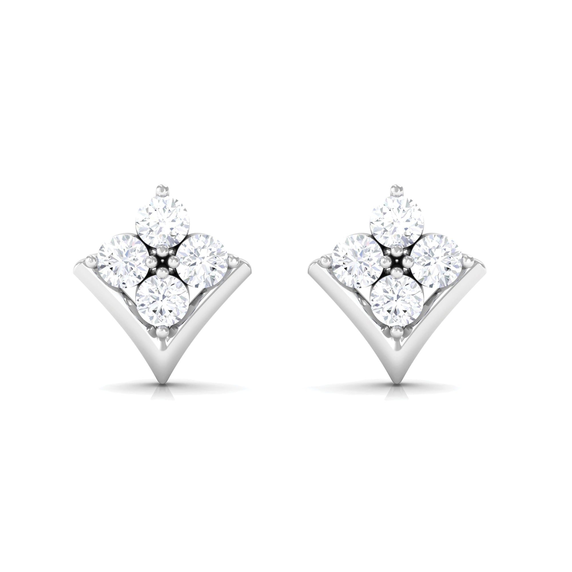 Certified Moissanite Flower Stud Earrings for Her
