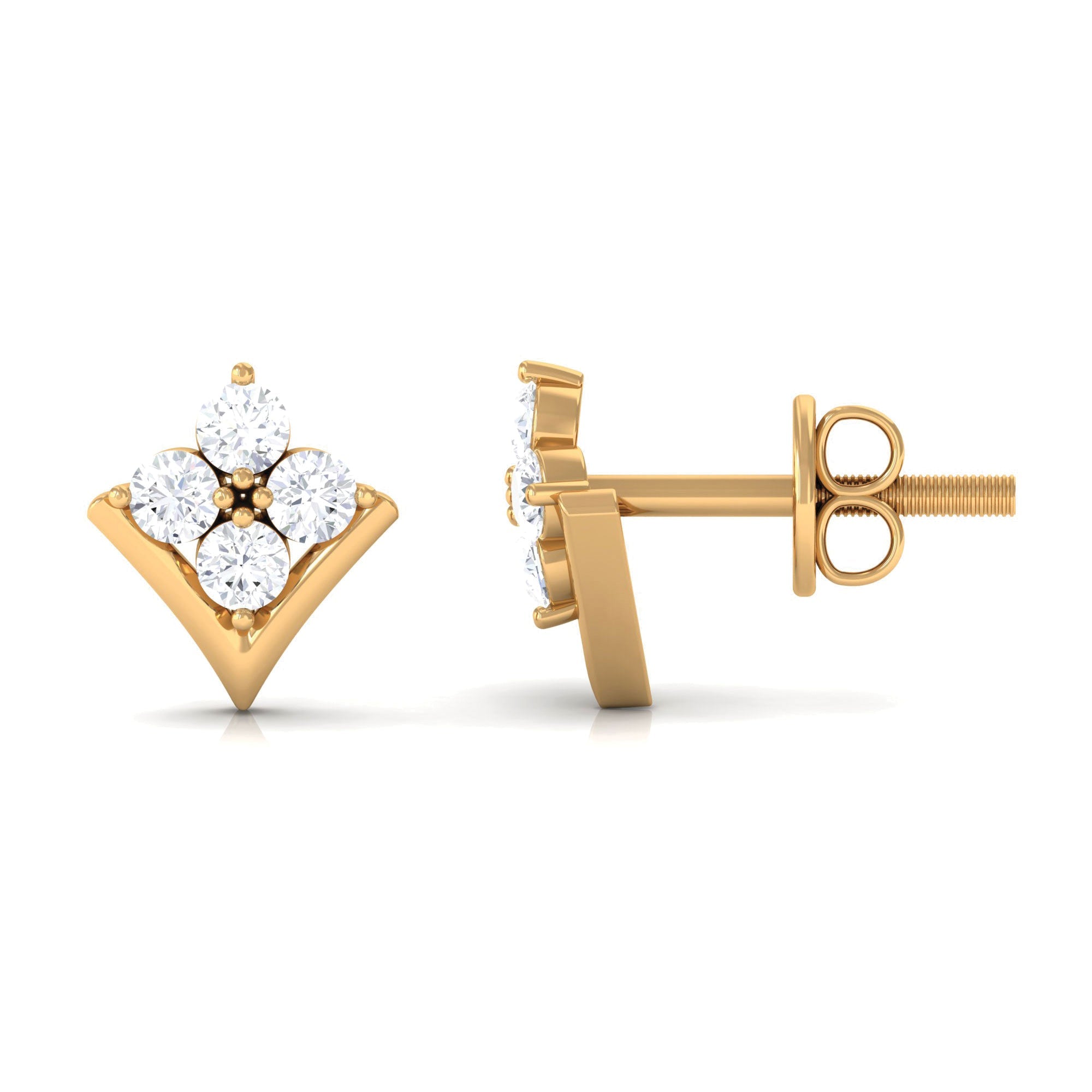 Certified Moissanite Flower Stud Earrings for Her