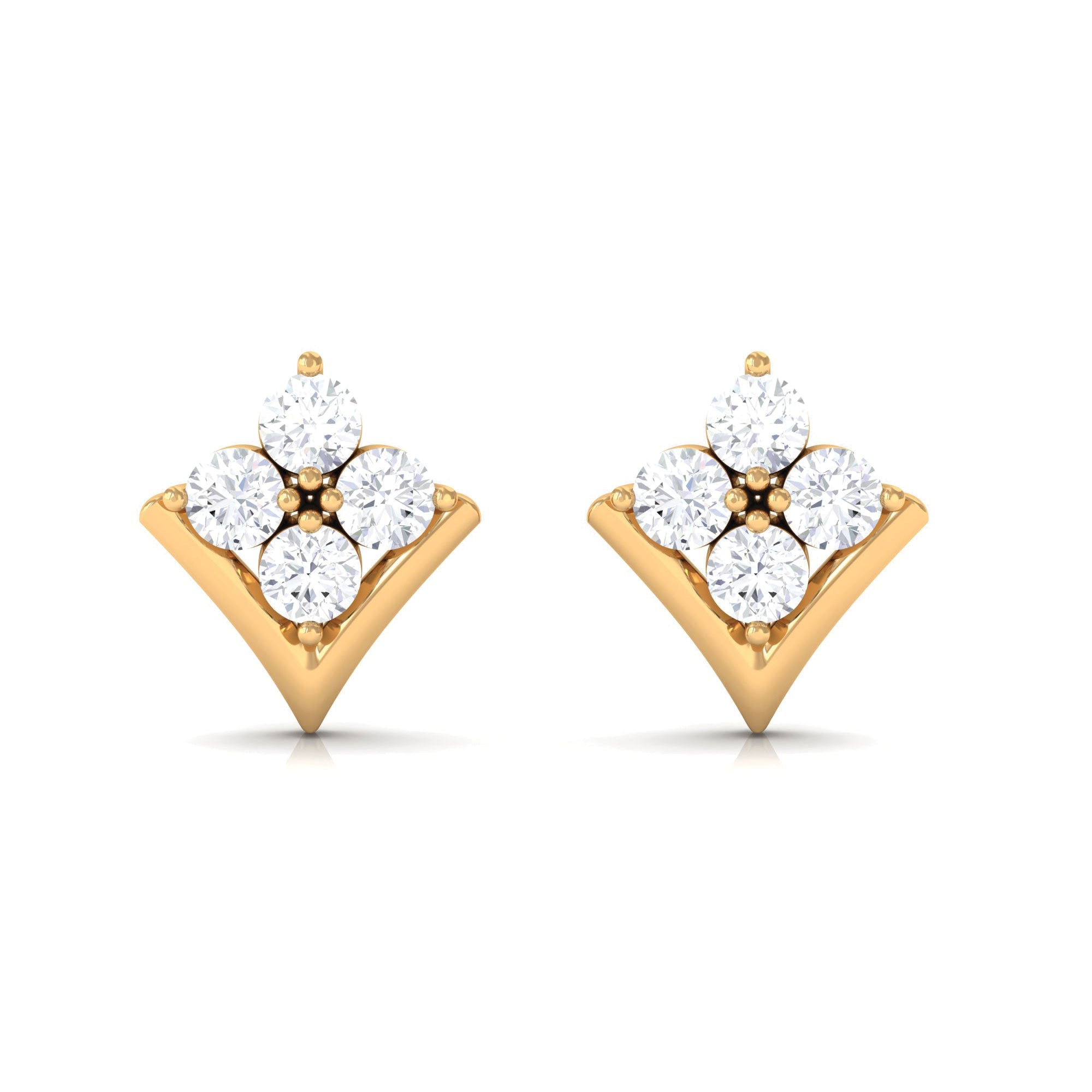Certified Moissanite Flower Stud Earrings for Her