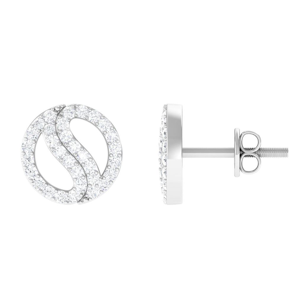 Classic Real Diamond Round Stud Earrings