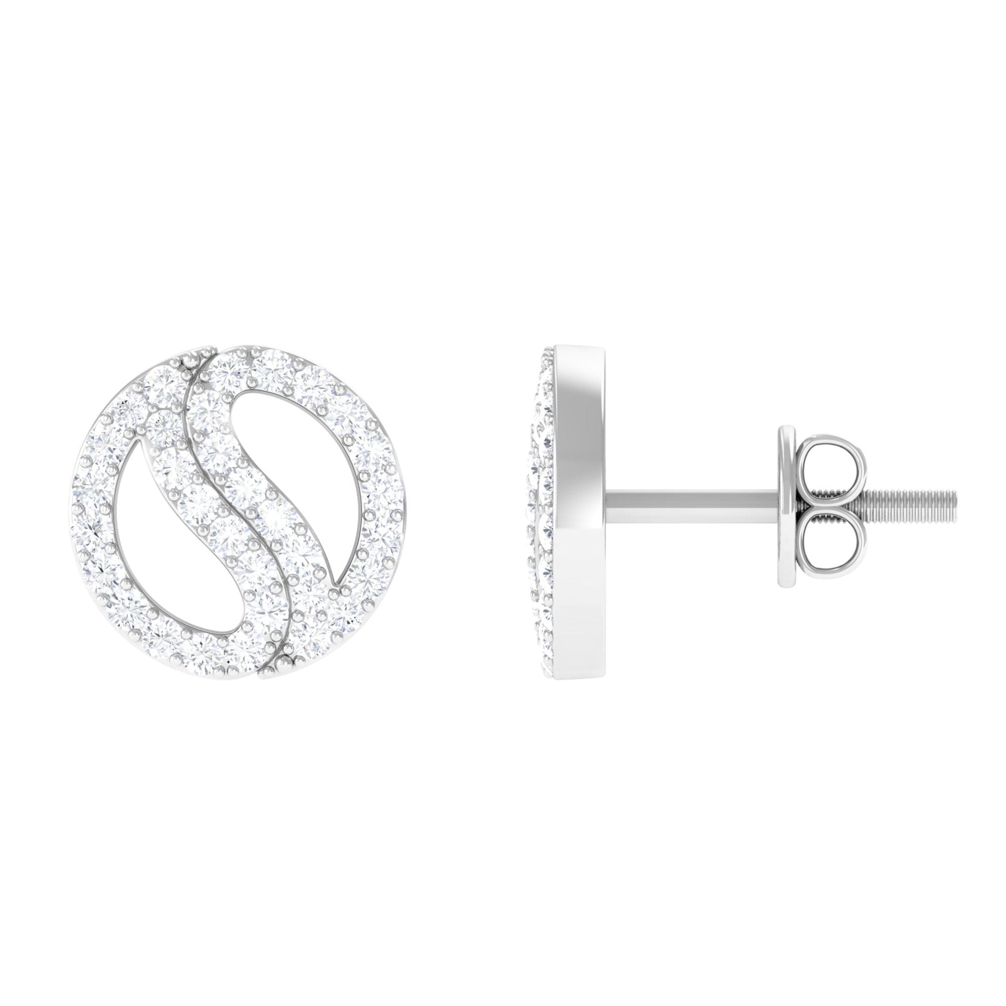 Classic Real Diamond Round Stud Earrings