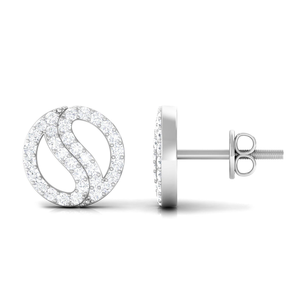 Classic Real Diamond Round Stud Earrings