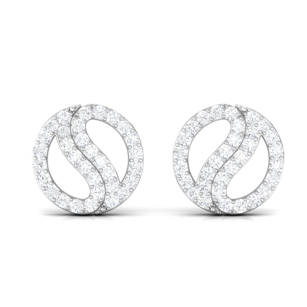 Classic Real Diamond Round Stud Earrings