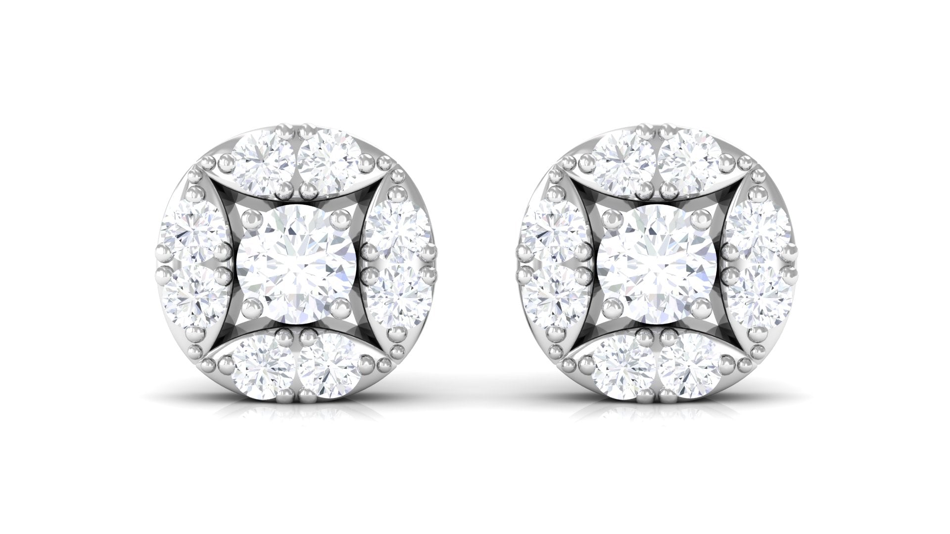 Natural Diamond Screw Back Stud Earrings