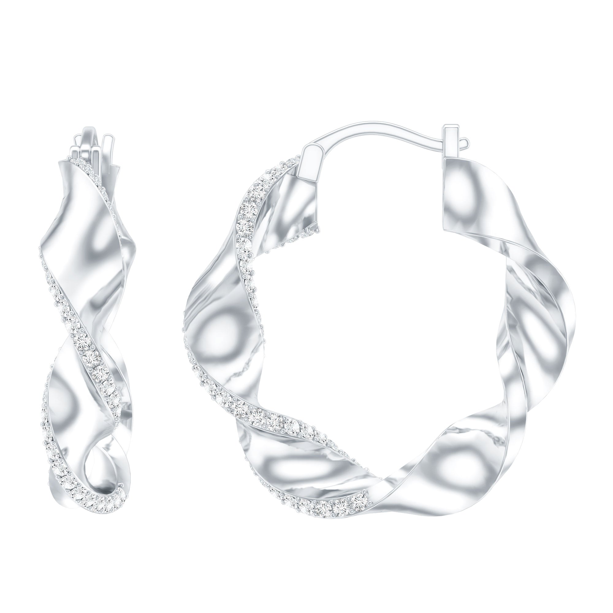 Lab Grown Diamond Twisted Hoop Earrings with Snap Back