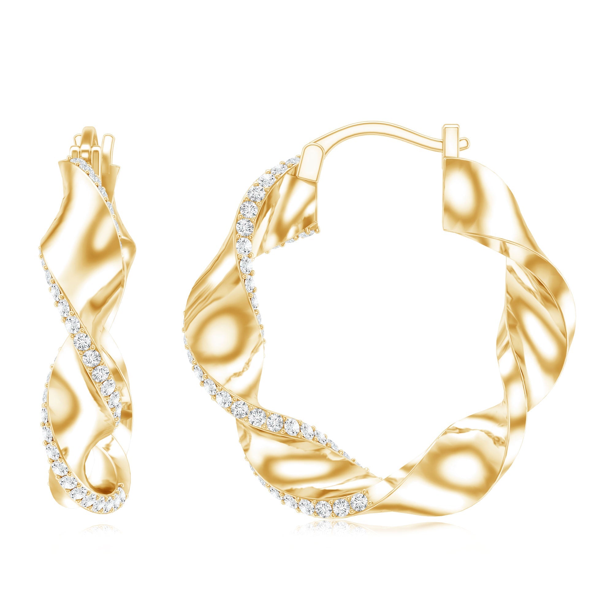 Lab Grown Diamond Twisted Hoop Earrings with Snap Back