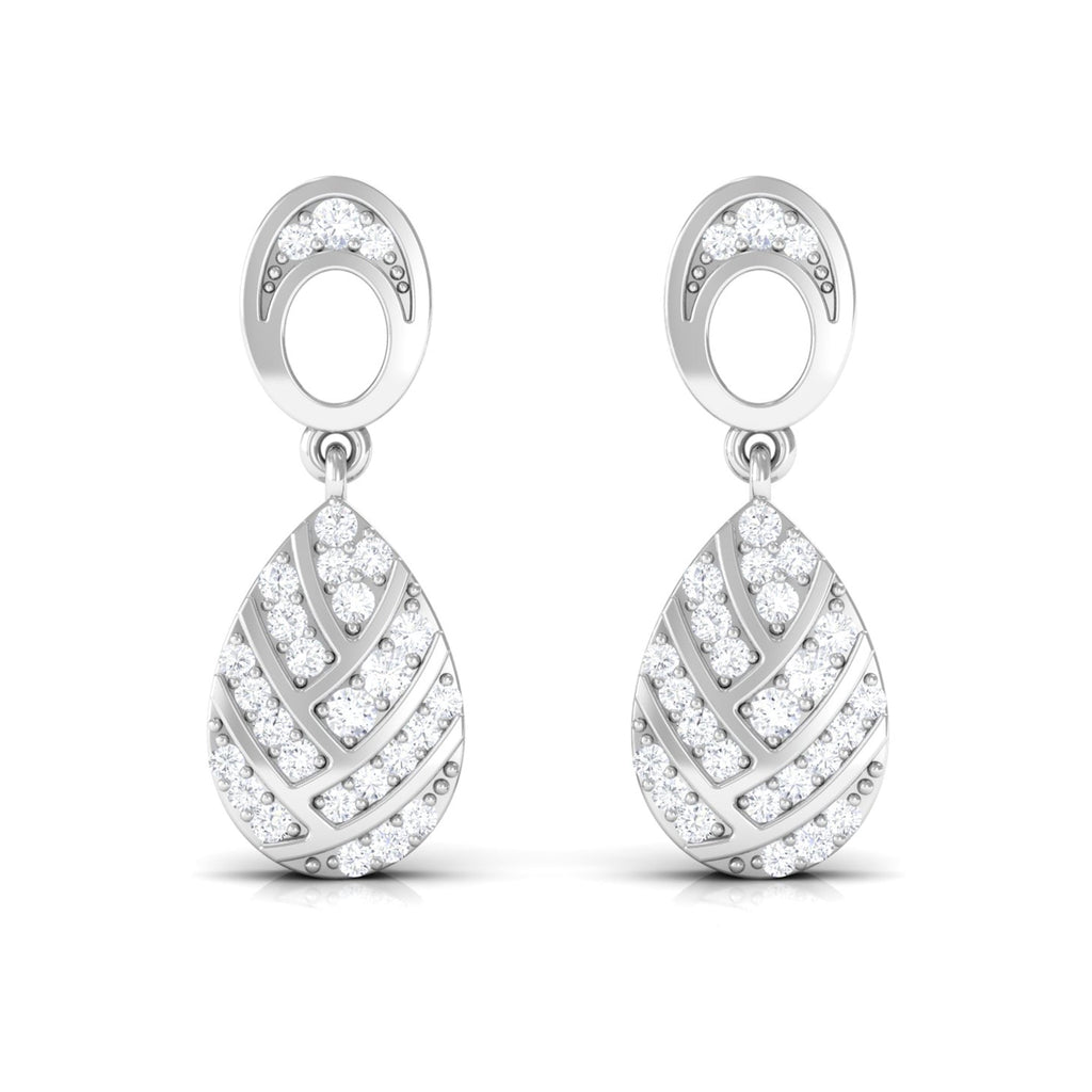 Certified Real Diamond Teardrop Earrings with Screw Back