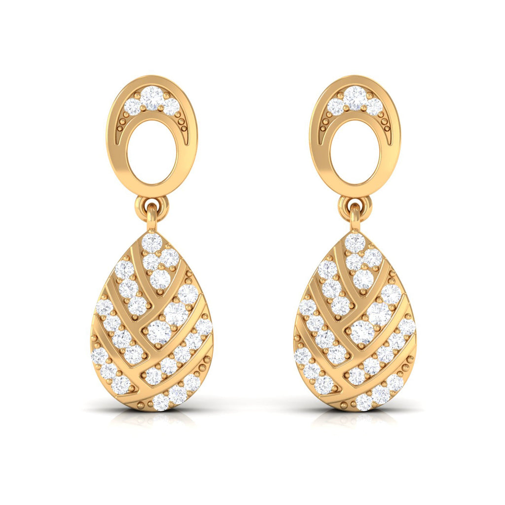 Certified Real Diamond Teardrop Earrings with Screw Back