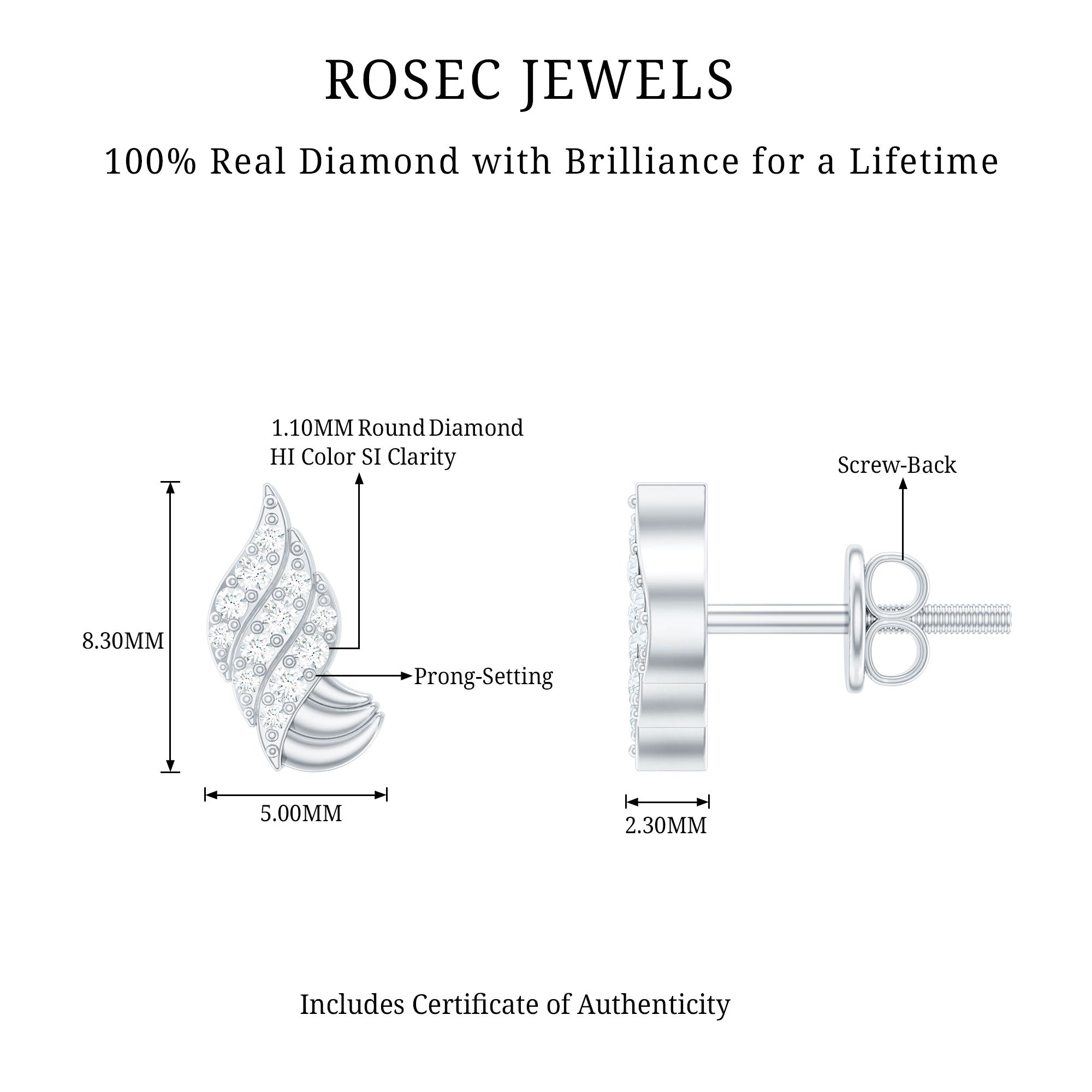 Contemporary Diamond Stud Earrings with Certificate