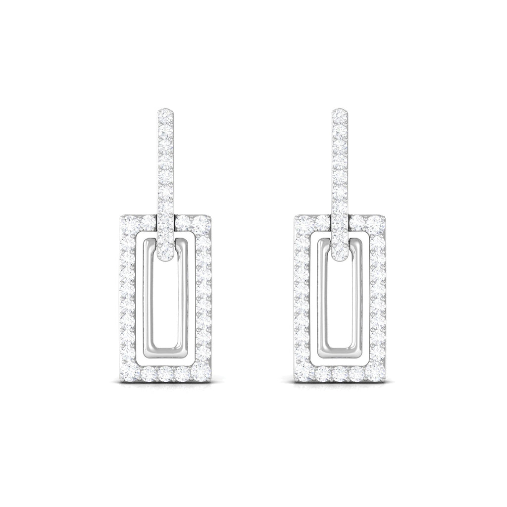 1 CT Certified Moissanite Minimal Rectangle Shape Dangle Earrings