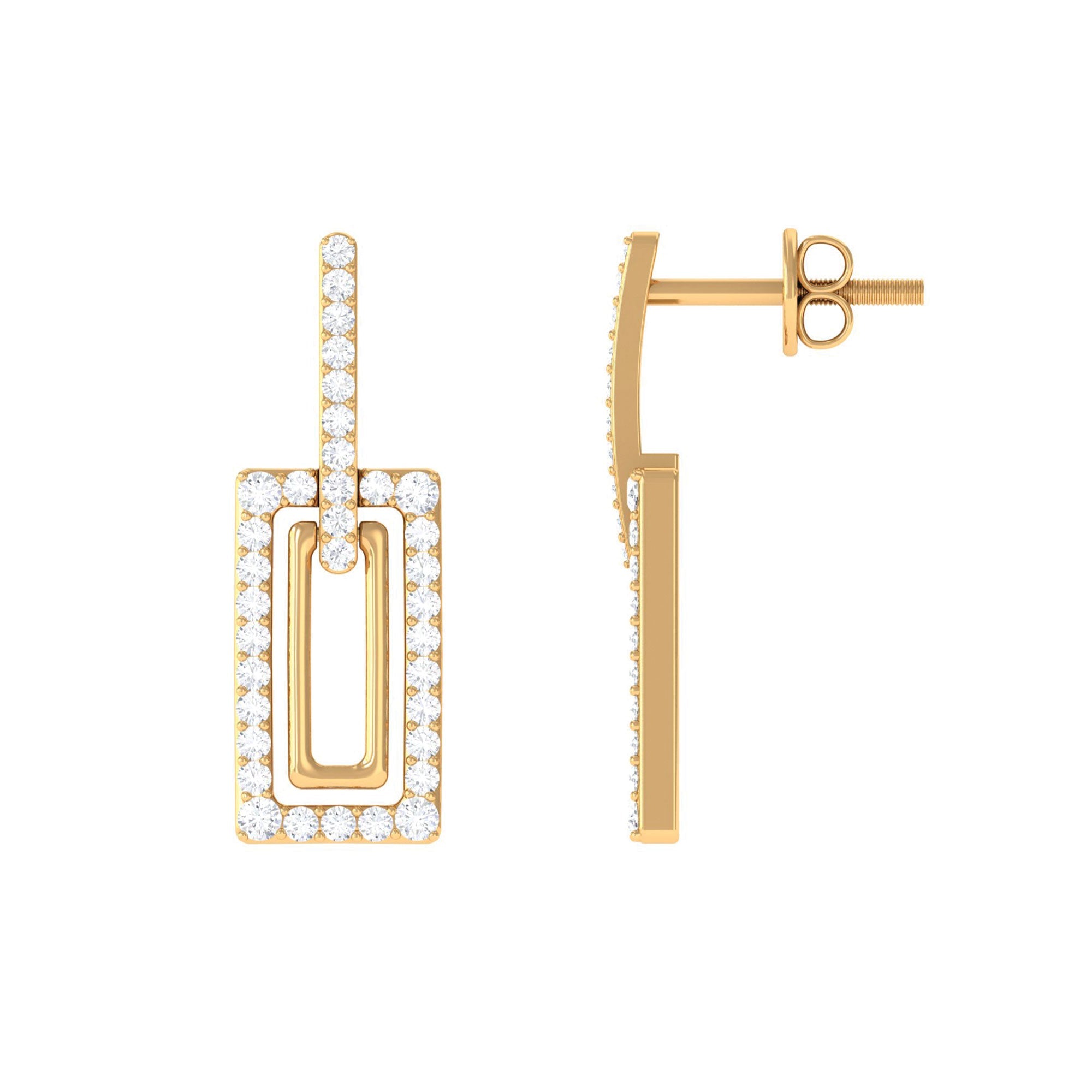 1 CT Certified Moissanite Minimal Rectangle Shape Dangle Earrings