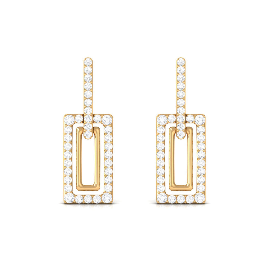 1 CT Certified Moissanite Minimal Rectangle Shape Dangle Earrings