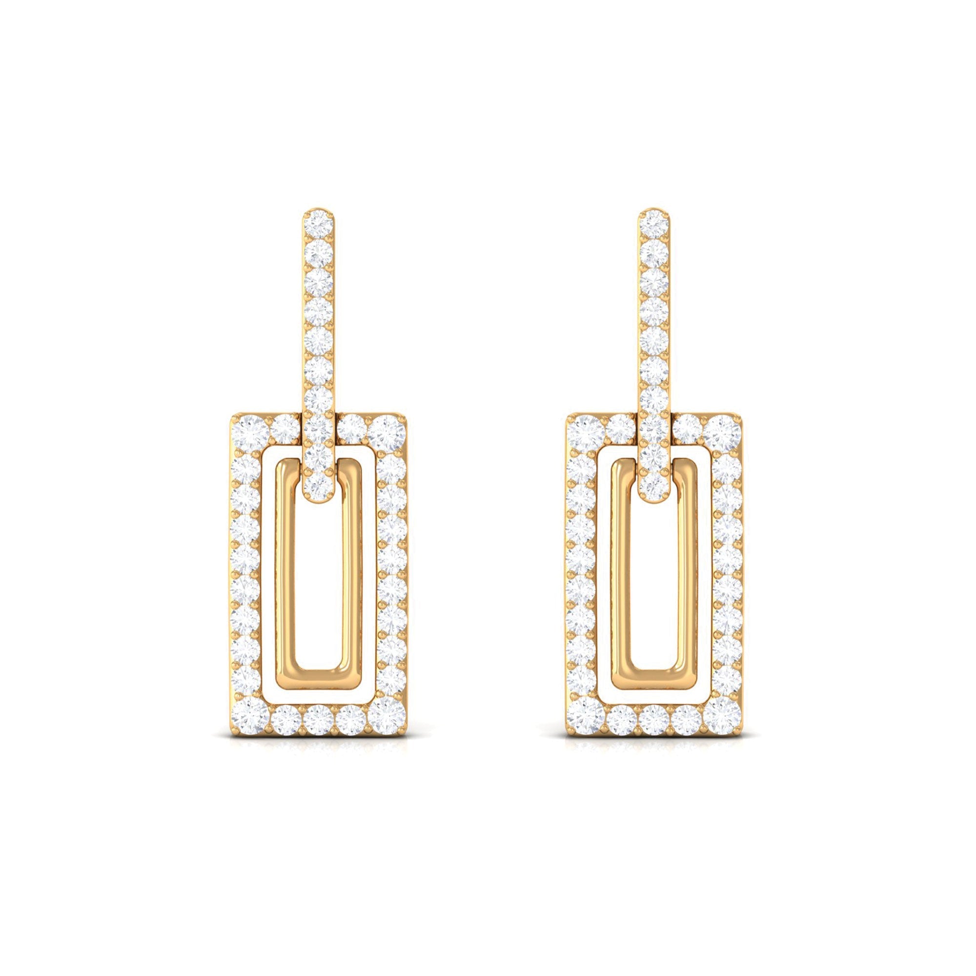 1 CT Certified Moissanite Minimal Rectangle Shape Dangle Earrings