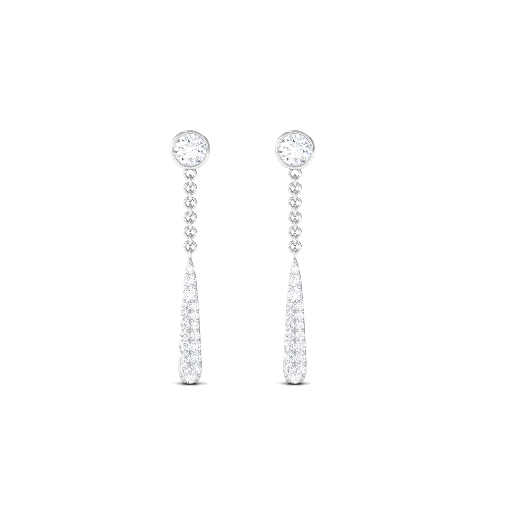 0.50 CT Certified Moissanite Chain Dangle Earrings