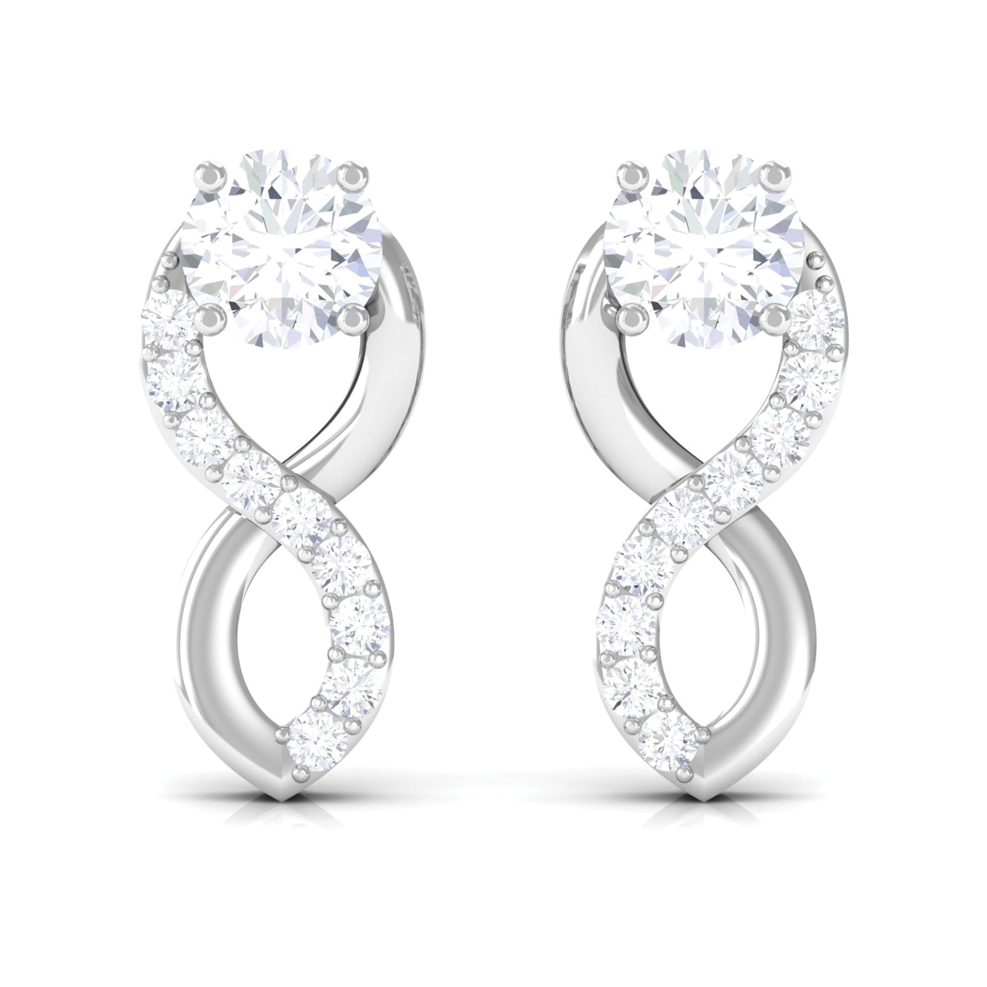 Certified Moissanite Infinity Stud Earrings for Women