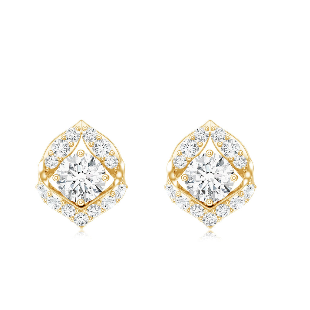 1 CT Moissanite Petal Stud Earrings with Screw Back
